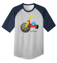 Load image into Gallery viewer, Youth Raglan T-Shirt: Big Wheel for the Streets