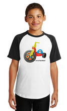Load image into Gallery viewer, Youth Raglan T-Shirt: Big Wheel for the Streets