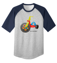 Load image into Gallery viewer, Youth Raglan T-Shirt: Big Wheel for the Streets
