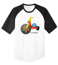 Load image into Gallery viewer, Youth Raglan T-Shirt: Big Wheel for the Streets
