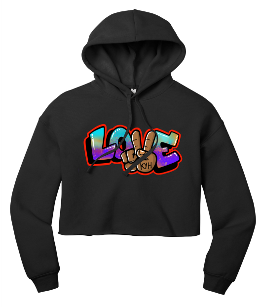 Women Cropped Hoodie: Love